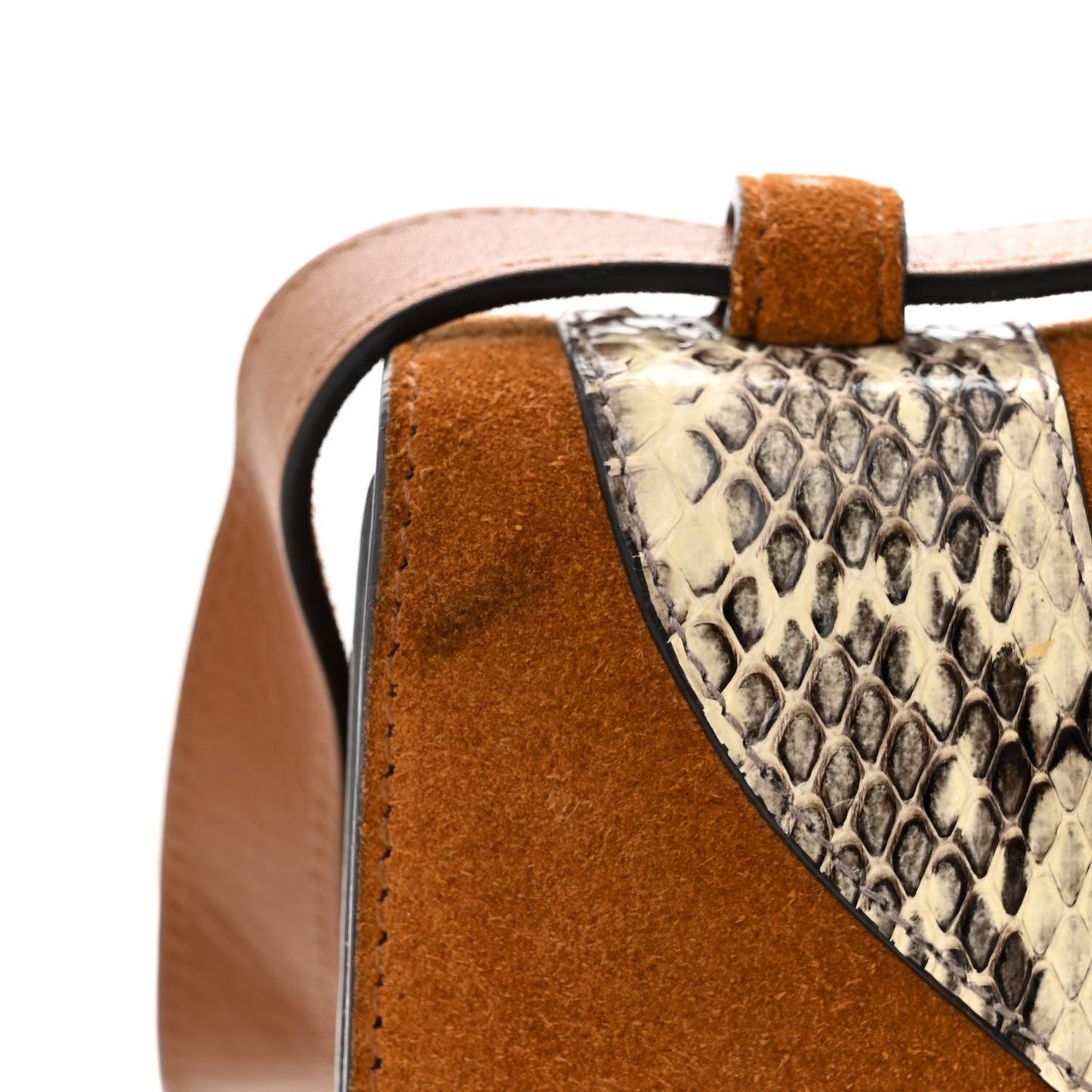 Snakeskin Suede Osiride Shoulder Bag Bright Cuir