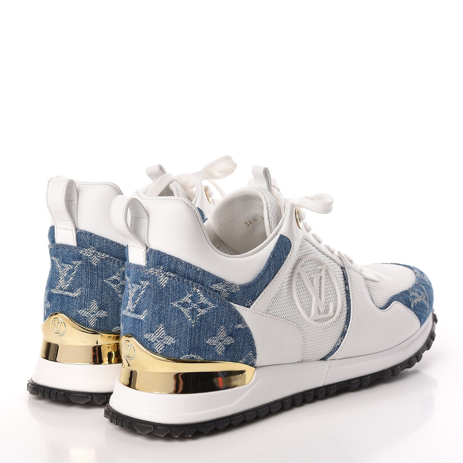 Louis Vuitton Calfskin Monogram Denim Run Away Sneakers 36.5 White 4 of 8