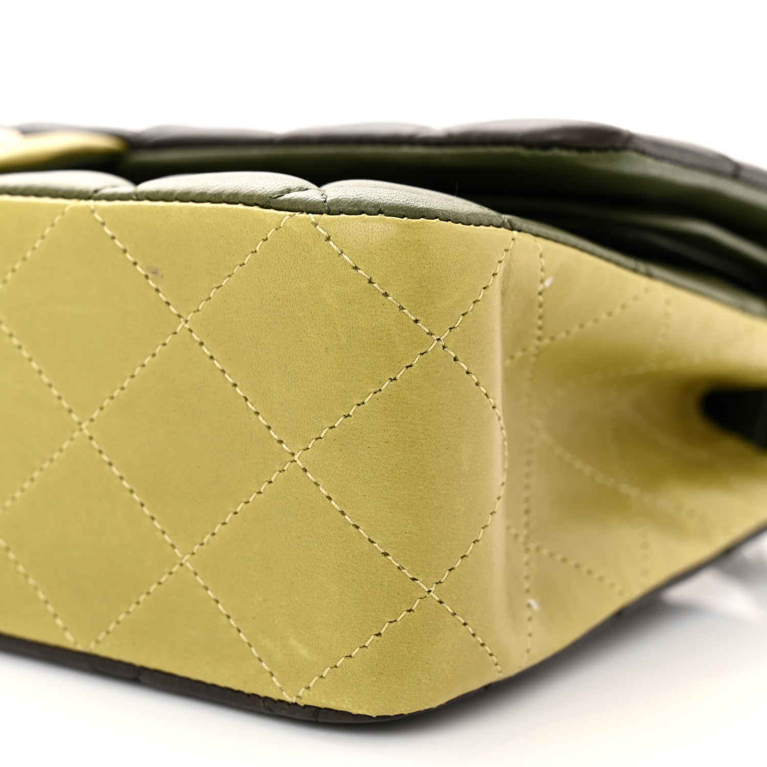 Chanel Lambskin Quilted Tri-Color Medium Double Flap Green Brown 10 of 14