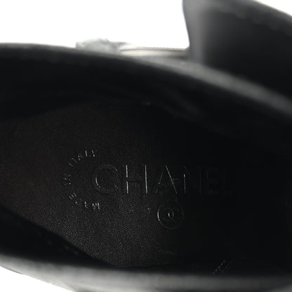Chanel Suede Kidskin Patent Cap Toe Interlocking CC Ankle Boots 39 Dark Silver Black 8 of 10