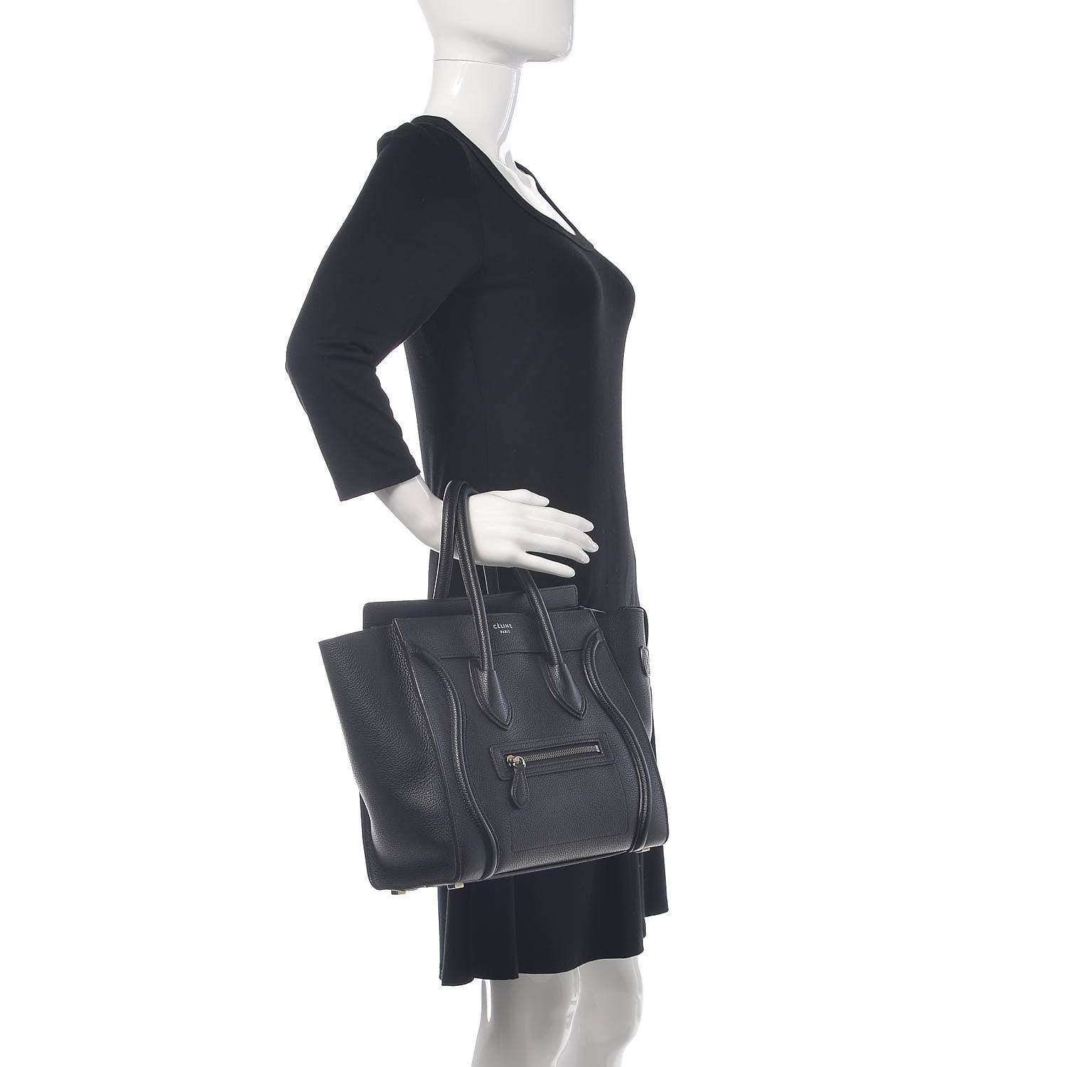 Celine Drummed Calfskin Micro Luggage Black 2 of 16