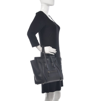Celine Drummed Calfskin Micro Luggage Black 2 of 16