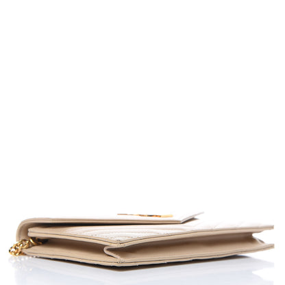 Saint Laurent Grain De Poudre Matelasse Chevron Monogram Envelope Chain Wallet Nude Powder 4 of 13