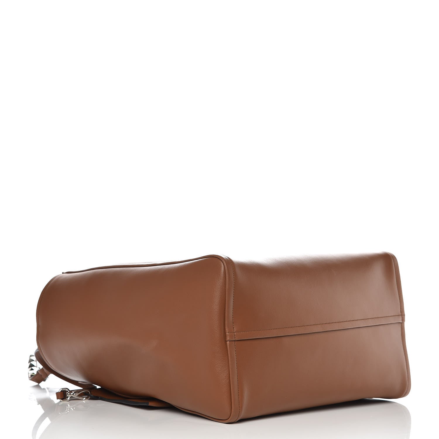 Prada Calfskin Studded Tote Dark Brown 5 of 10