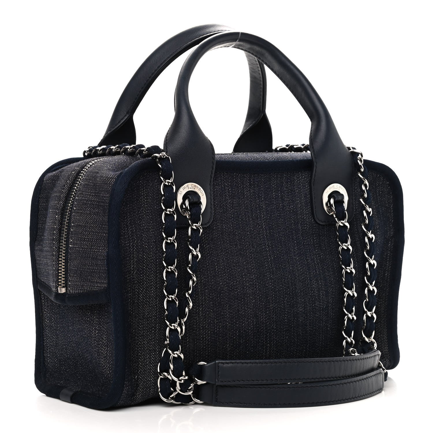 Chanel Denim Deauville Bowling Bag Dark Blue 3 of 9
