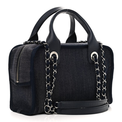 Chanel Denim Deauville Bowling Bag Dark Blue 3 of 9