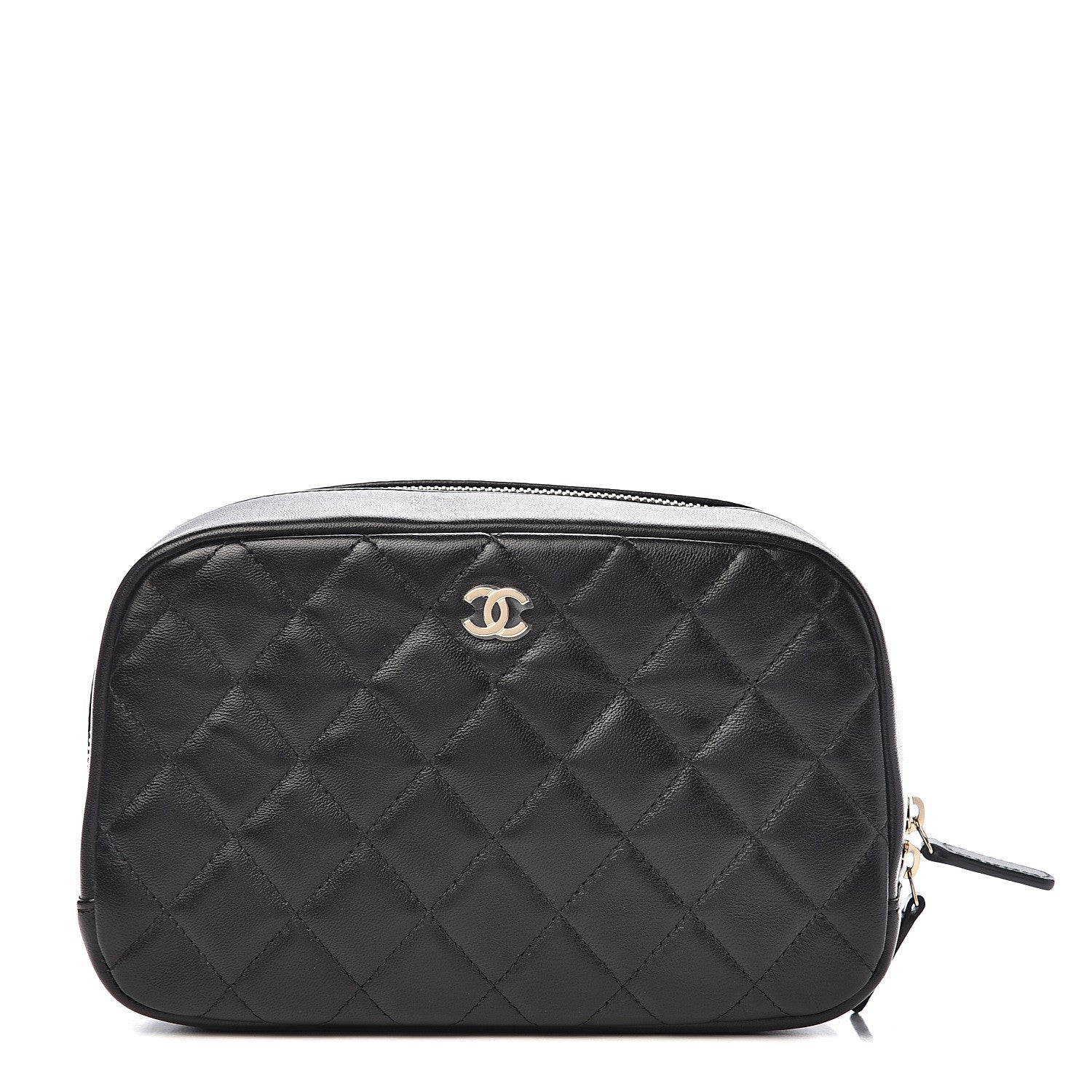 Chanel Lambskin Quilted Medium Curvy Pouch Cosmetic Case Black 1 of 10
