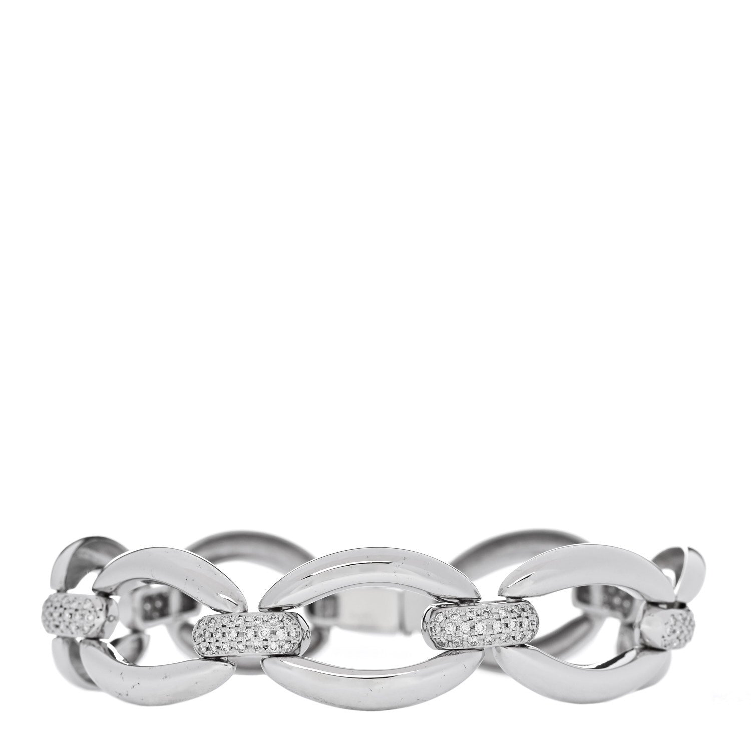 Parker & West by FASHIONPHILE 18K White Gold Diamond .60ct Oval Link Bracelet 1 of 7