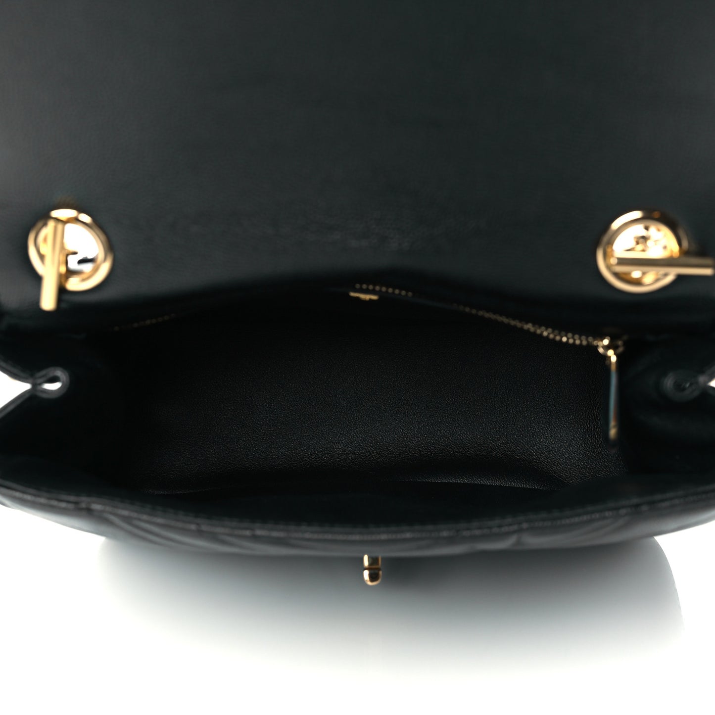 Calfskin Quilted Gancini Flap Bag Black