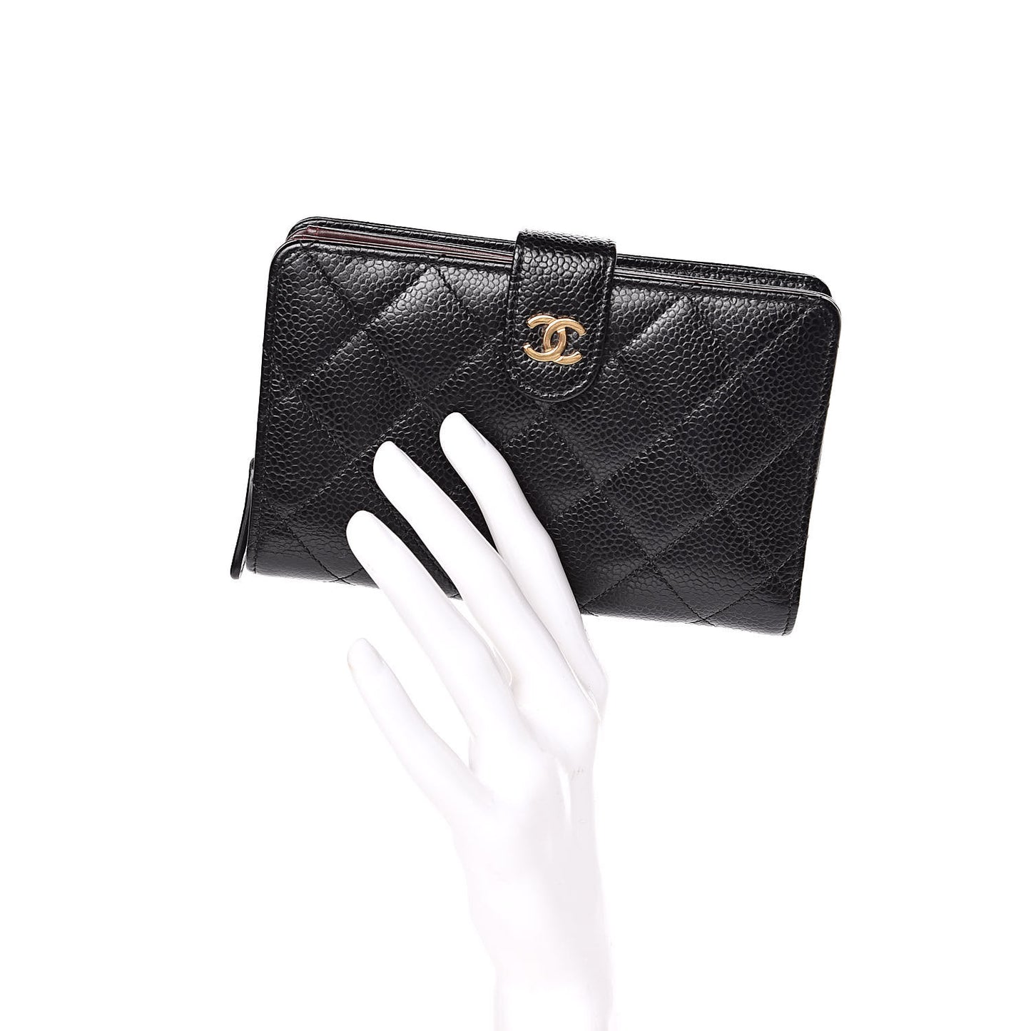 Caviar Quilted Zipped Pocket Wallet Black