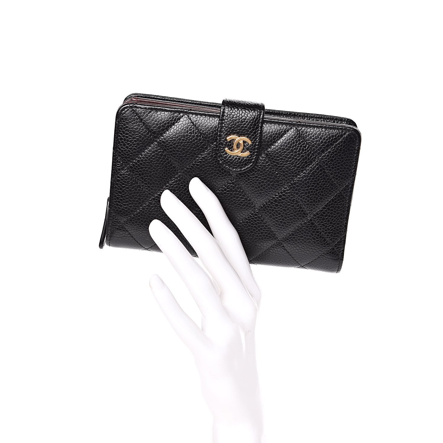 Chanel Caviar Quilted Zipped Pocket Wallet Black 2 of 9