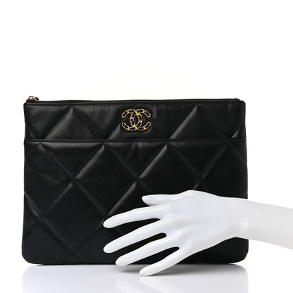 Chanel Goatskin Quilted Large Chanel 19 Pouch Black 2 of 8