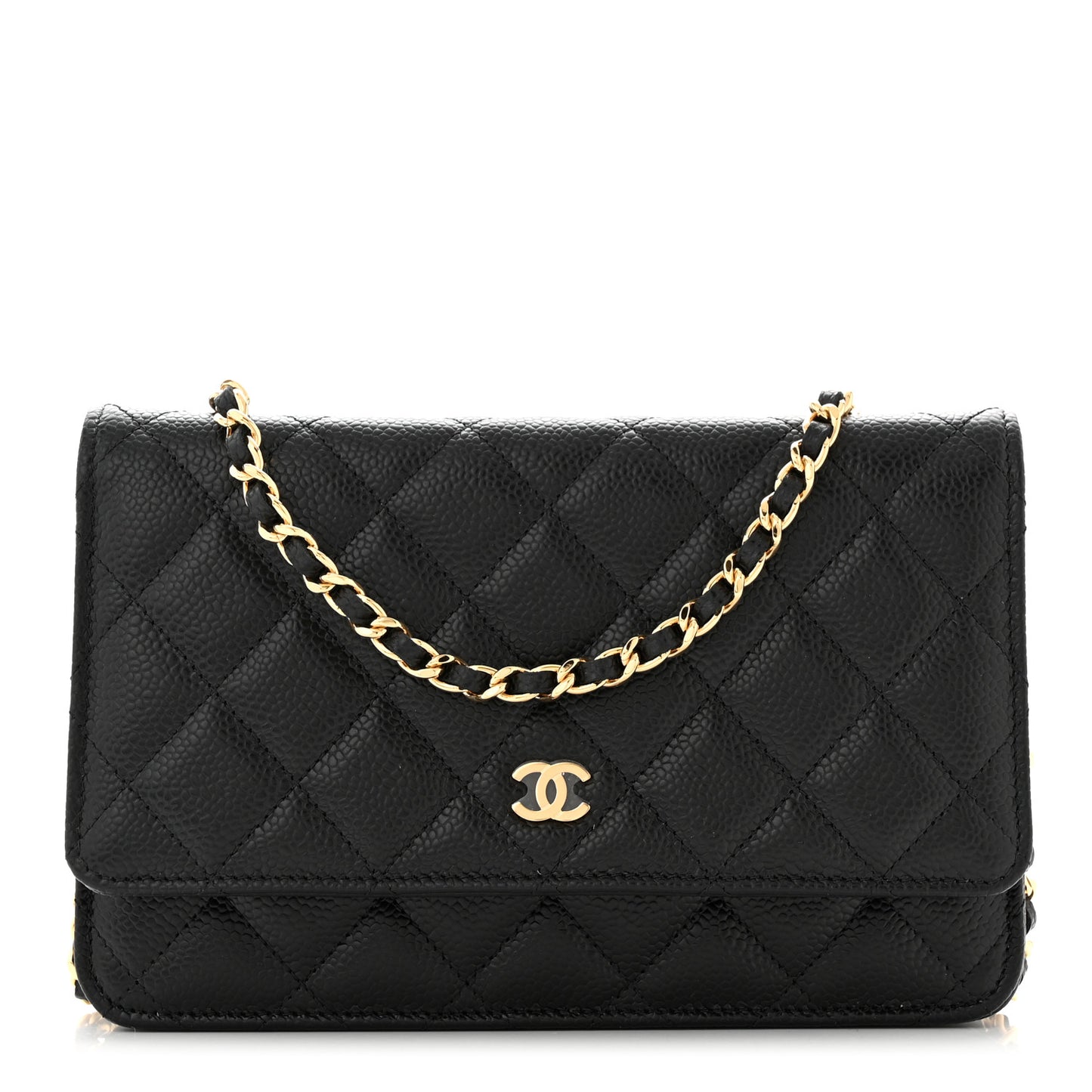 Caviar Quilted Wallet on Chain WOC Black