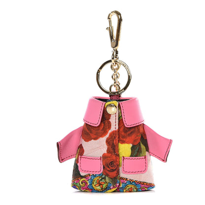 Dolce & Gabbana Lambskin Fabric Printed Coat Key Holder Pink 1 of 15