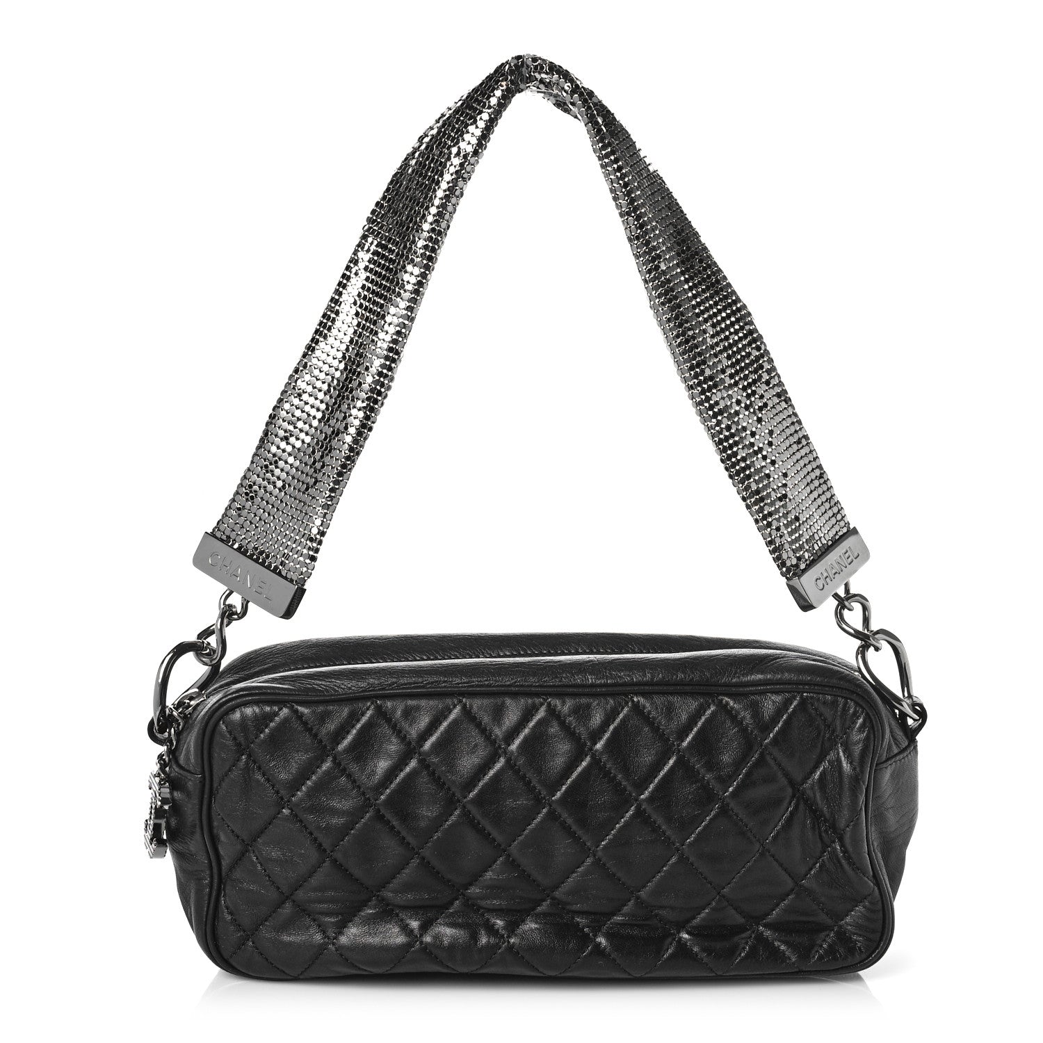 Chanel Lambskin Quilted Chain Mail Camera Case Black 1 of 7