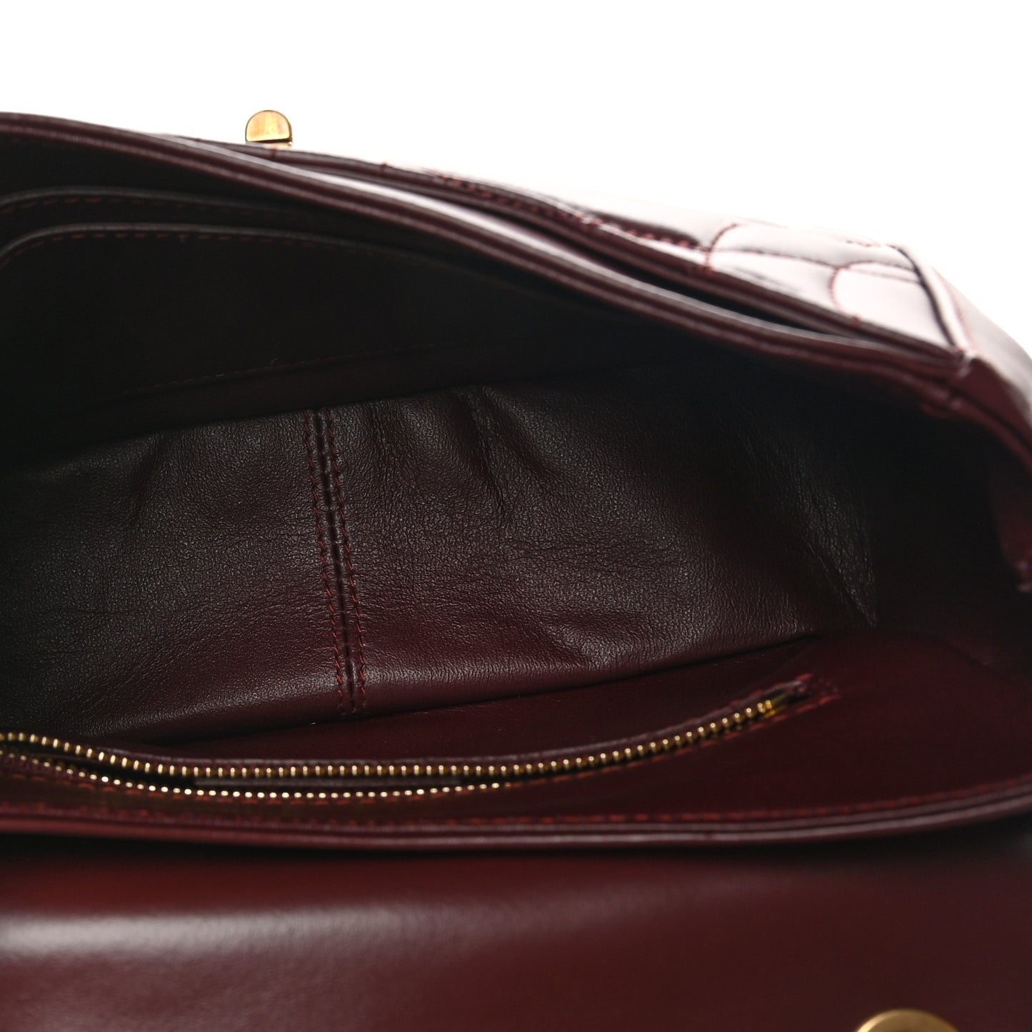 Calfskin Quilted Gancini Small Top Handle Flap Bag Burgundy