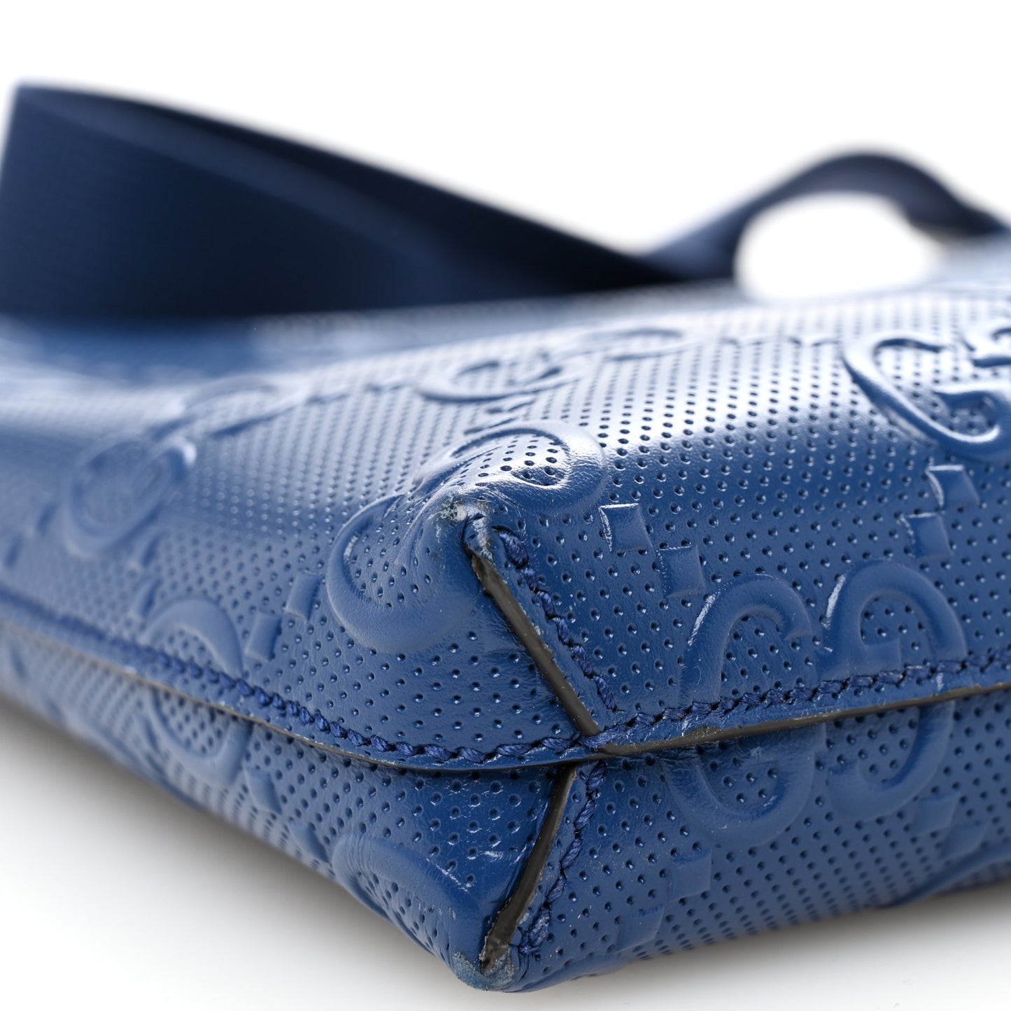 Calfskin GG Tennis Embossed Medium Wristlet Messenger Bag Intense Metal Blue