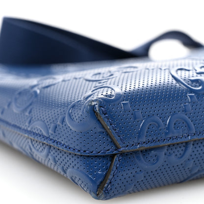 Gucci Calfskin GG Tennis Embossed Medium Wristlet Messenger Bag Intense Metal Blue 9 of 10