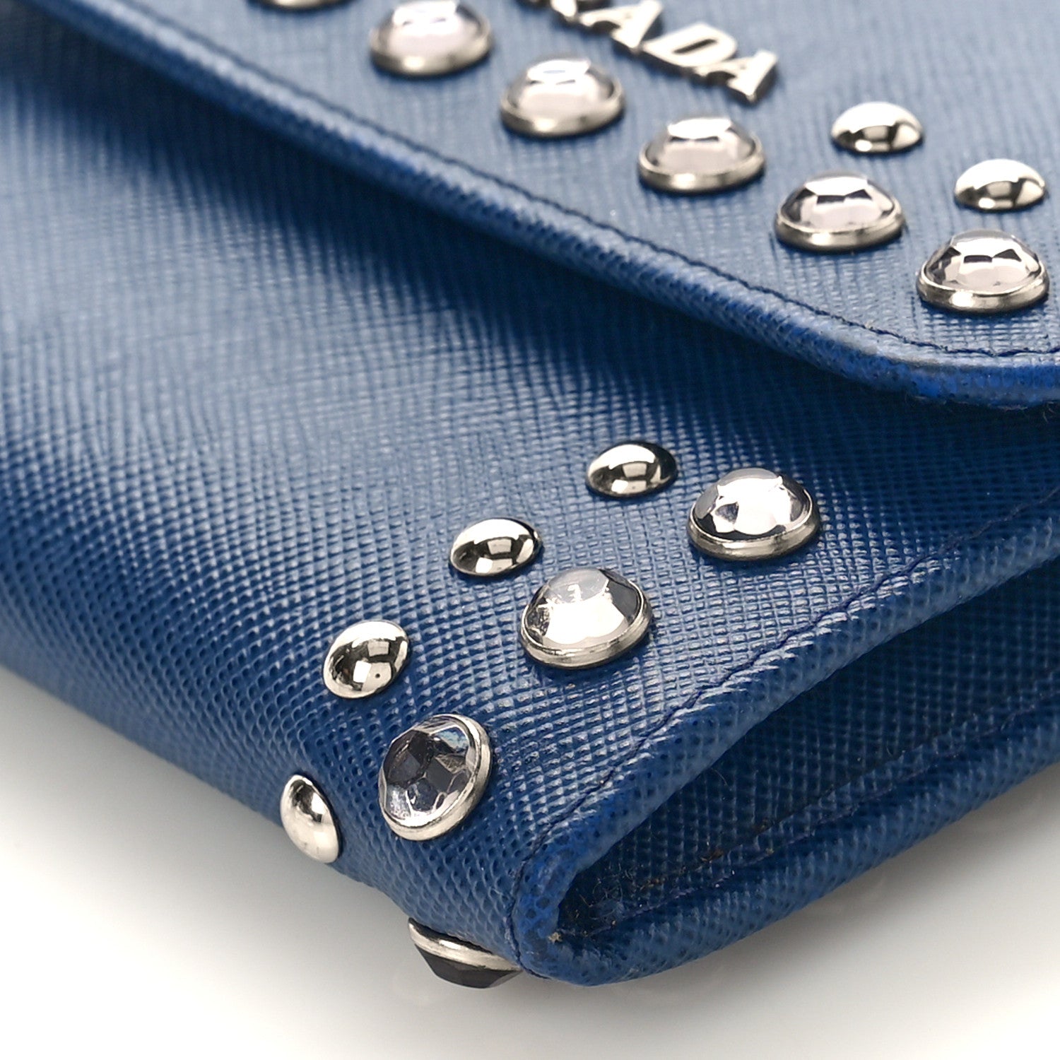 Prada Saffiano Crystal Card Holder 7 of 7