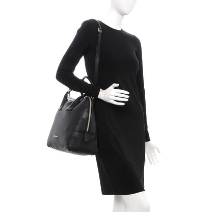 Burberry London Grainy Calfskin Medium Greenwood Bowling Bag Black 2 of 9