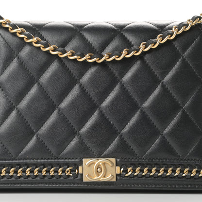 Chanel Calfskin Quilted Chain Around Boy Wallet On Chain WOC Black 9 of 14