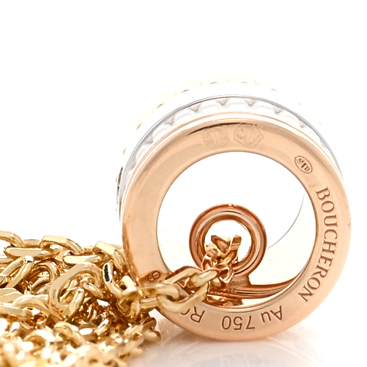 18K White Yellow Rose Gold Diamond Ceramic Quatre Mini Ring Pendant Necklace