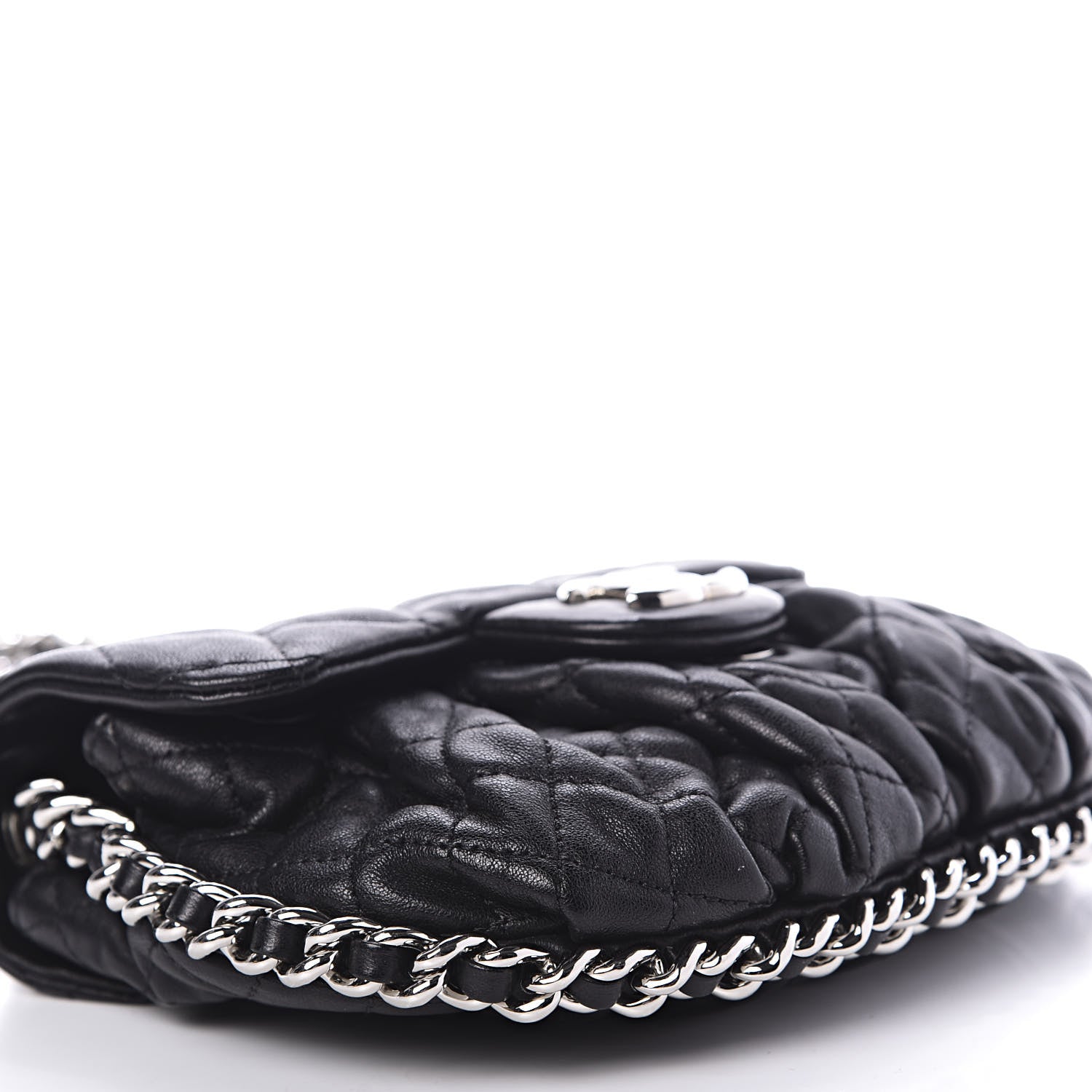Chanel Washed Lambskin Quilted Mini Chain Around Flap Black 6 of 10