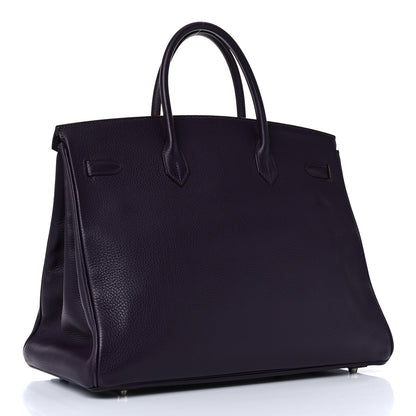 Hermes Taurillon Clemence Birkin 40 Raisin 3 of 46