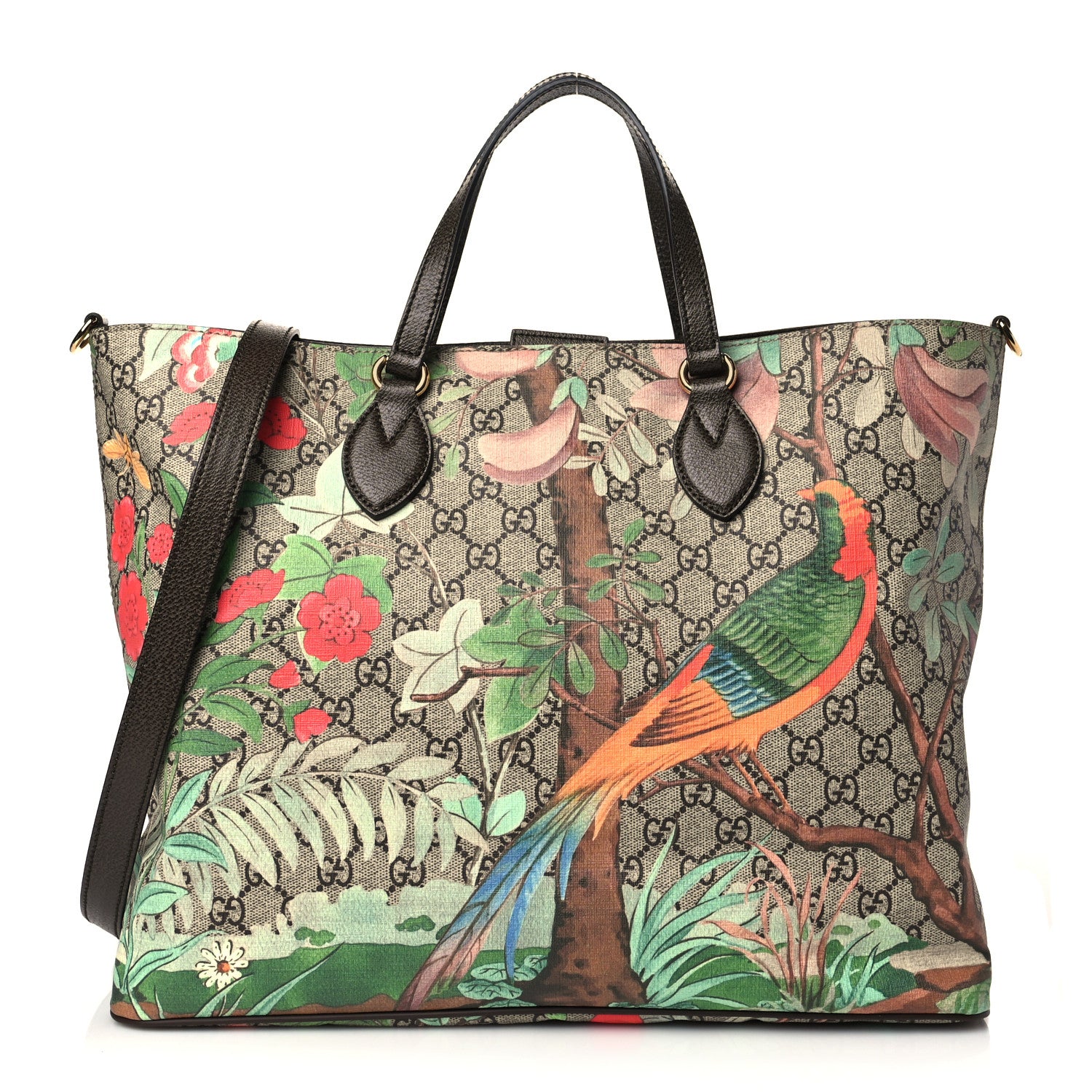 Gucci Soft GG Supreme Monogram Tian Medium Crossbody Tote Beige Multicolor New Acero 1 of 10