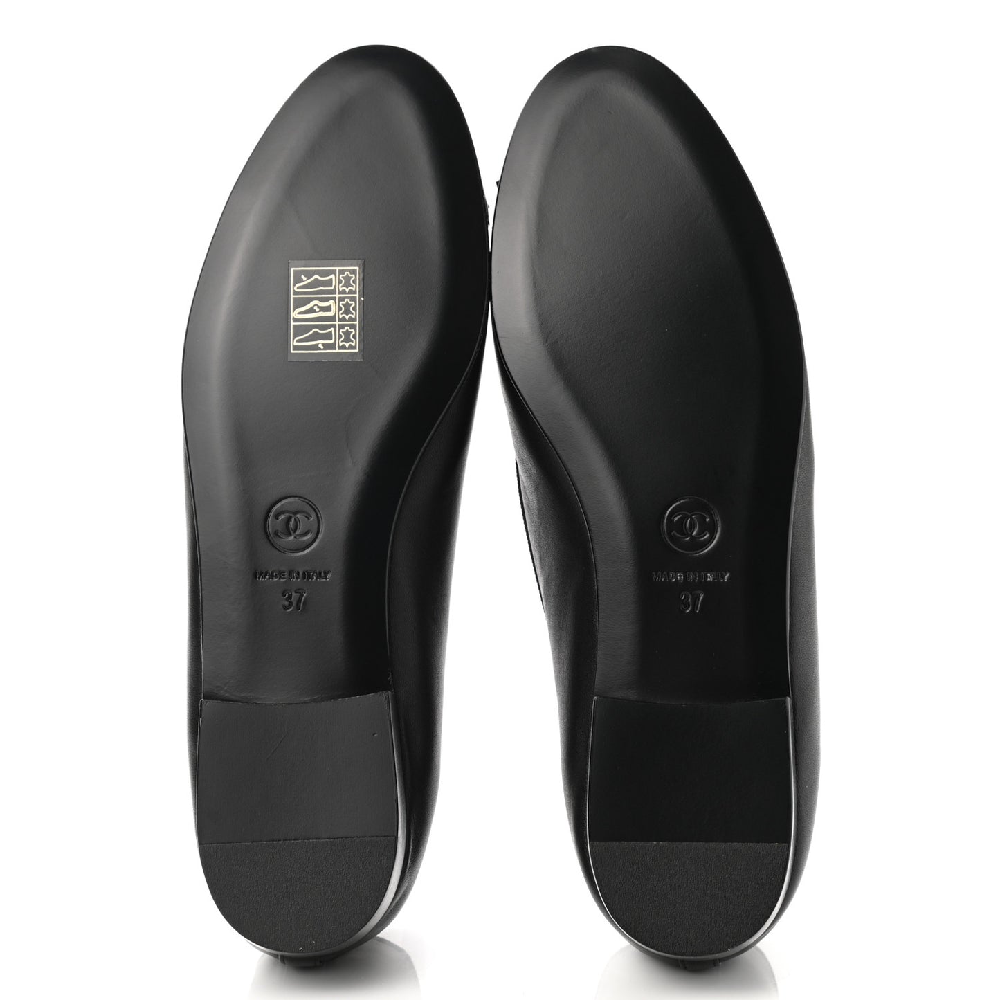 Lambskin Cap Toe Ballerina Flats 37 Black