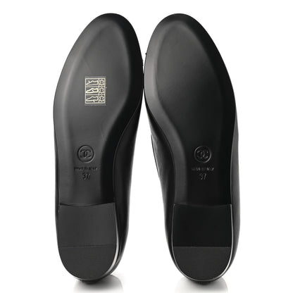 Chanel Lambskin Cap Toe Ballerina Flats 37 Black 7 of 9