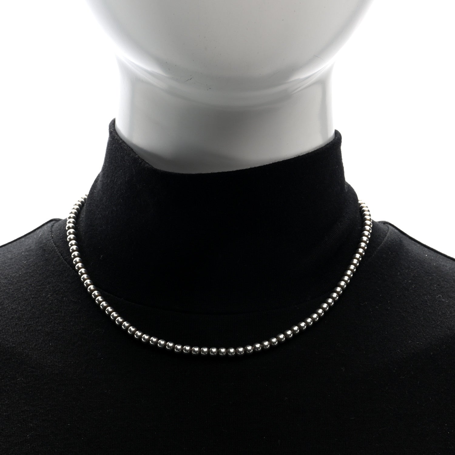 Tiffany Sterling Silver 4mm Beads Toggle Necklace 2 of 5