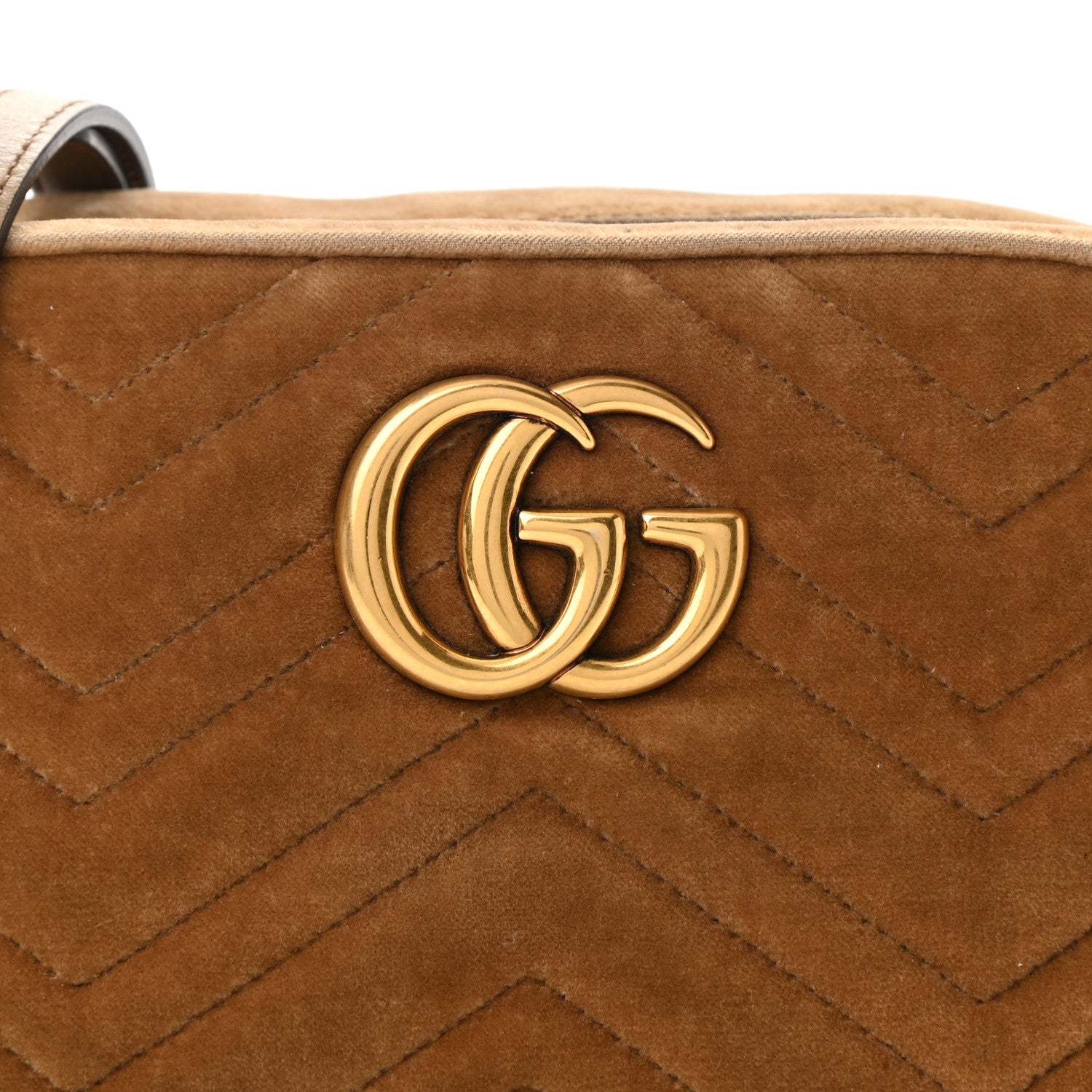 Gucci Velvet Matelasse Small GG Marmont Chain Shoulder Bag Taupe 8 of 11