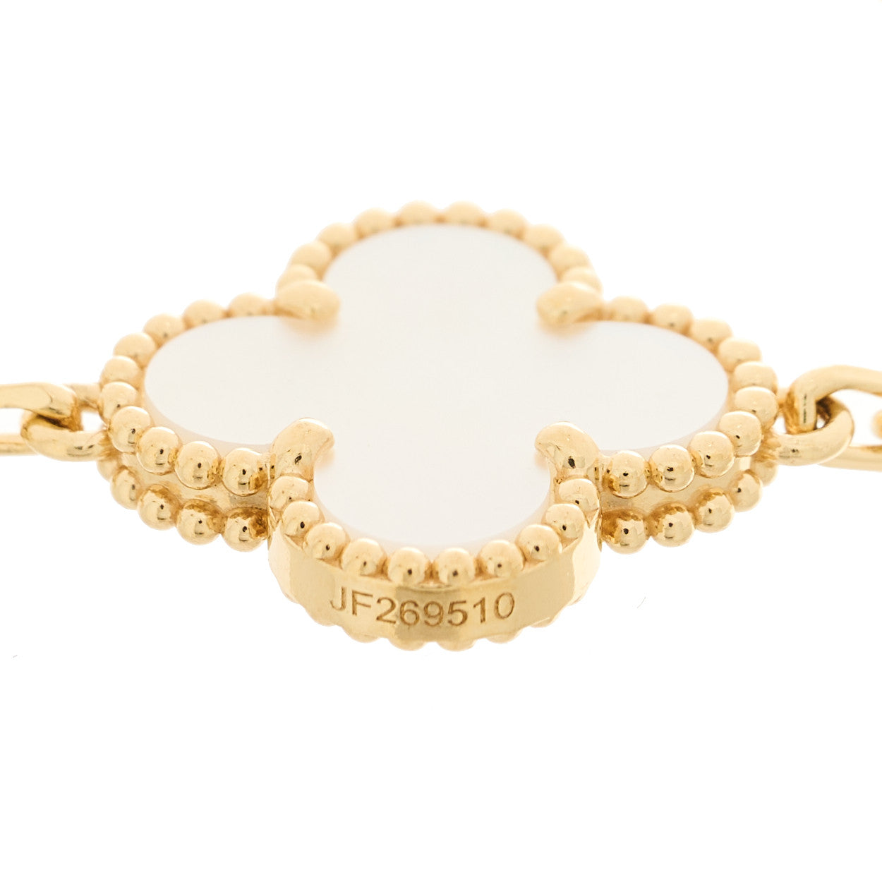 18K Yellow Gold Mother of Pearl 5 Motifs Vintage Alhambra Bracelet