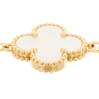 Van Cleef & Arpels 18K Yellow Gold Mother of Pearl 5 Motifs Vintage Alhambra Bracelet 4 of 4