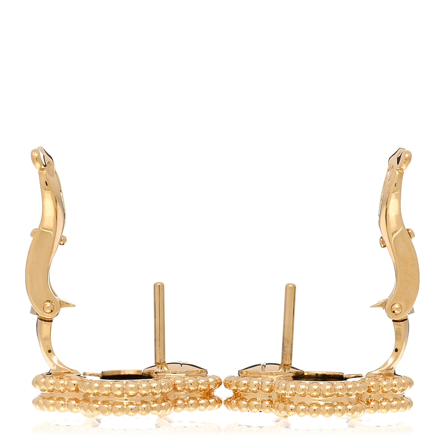 18K Yellow Gold Black Onyx Vintage Alhambra Earrings