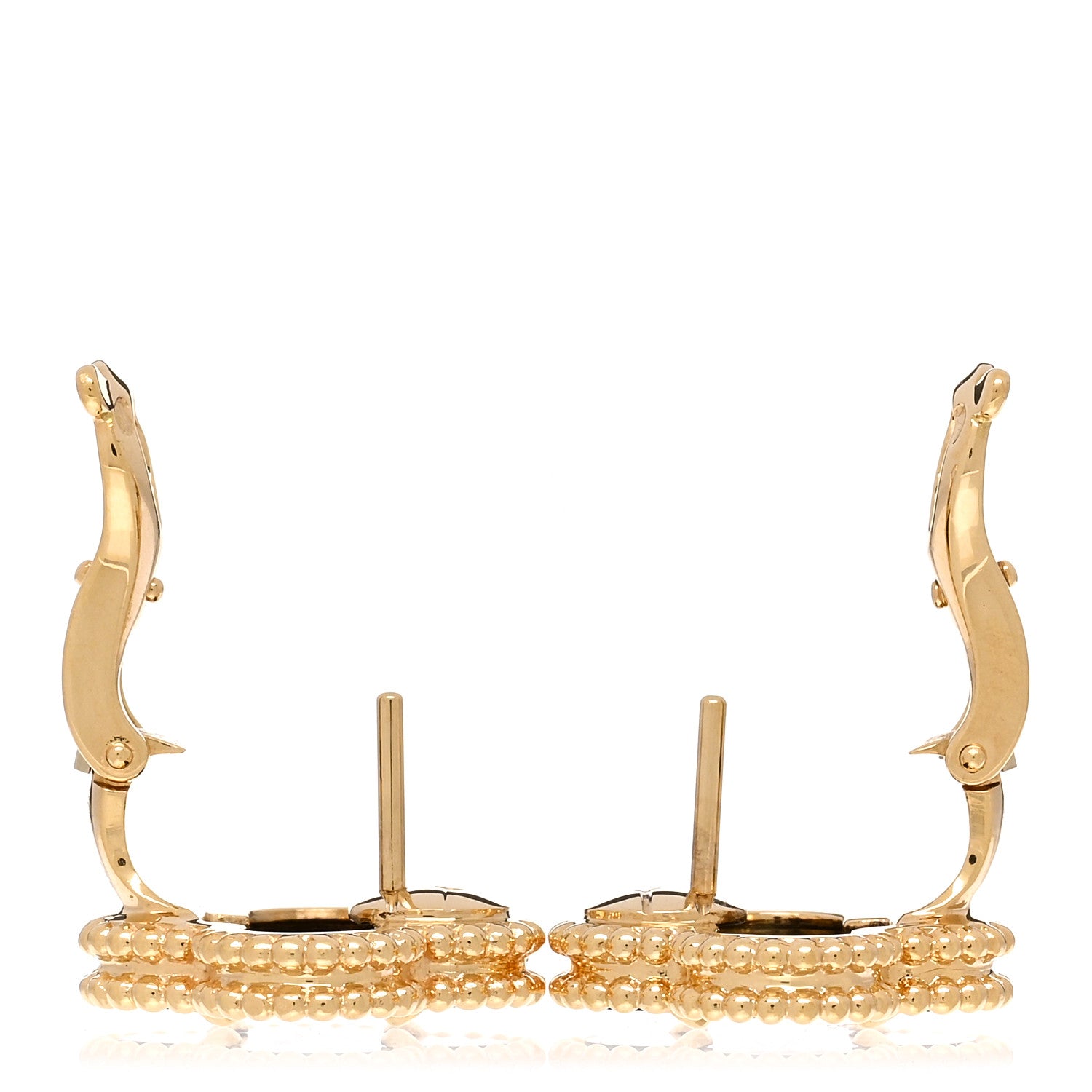 Van Cleef & Arpels 18K Yellow Gold Black Onyx Vintage Alhambra Earrings 3 of 5