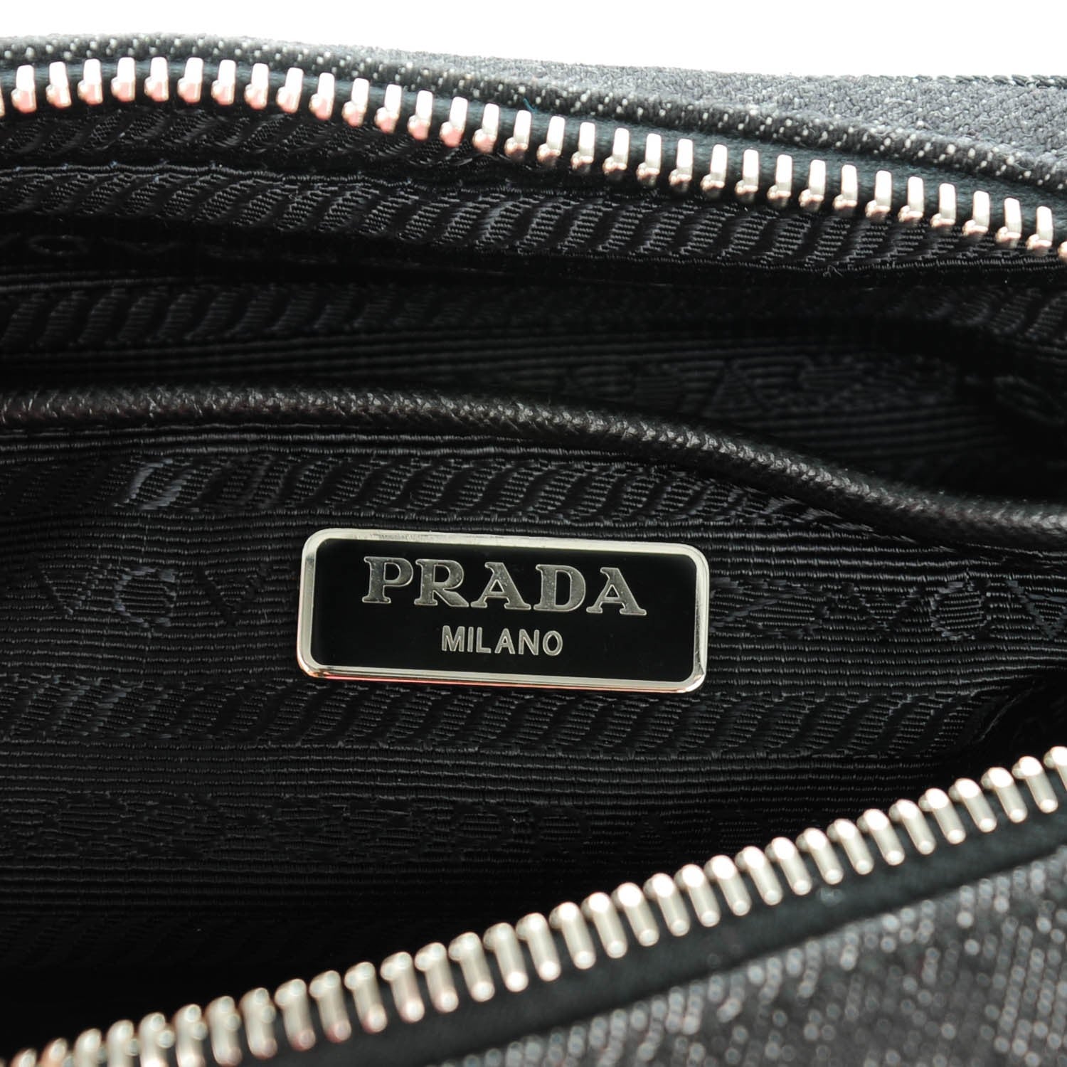 Prada Denim Studded Embellished Mini Camera Crossbody Black 6 of 8