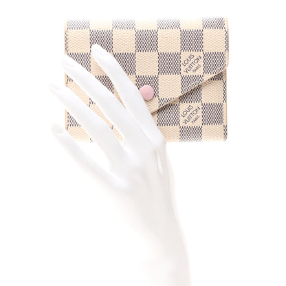 Louis Vuitton Damier Azur Victorine Wallet Rose Ballerine 2 of 6