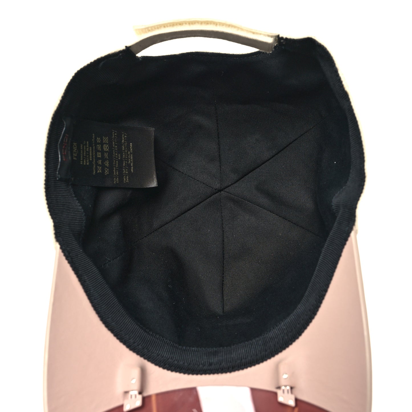 Cotton Calfskin Fs Fendi Eyecap Hat Beige
