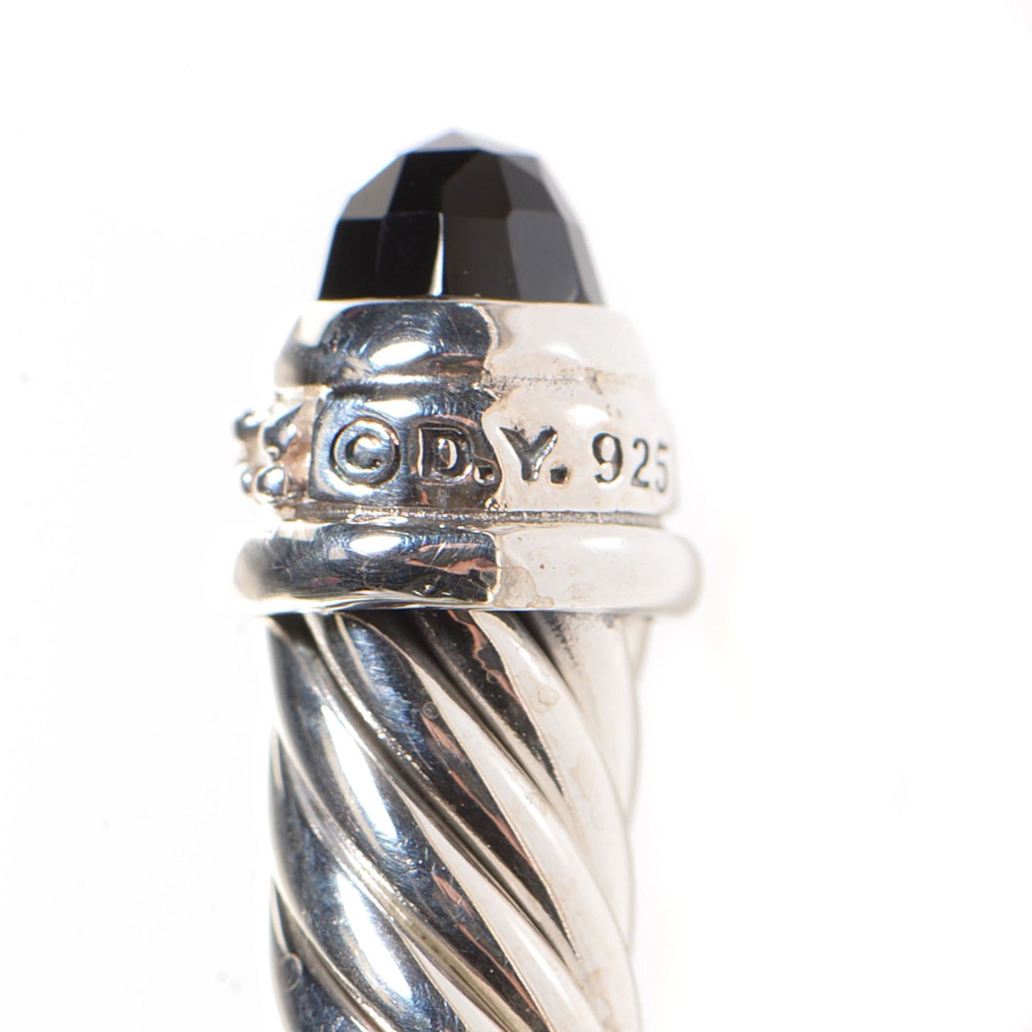 Sterling Silver Diamond Pave Black Onyx 5mm Cable Classics Bracelet
