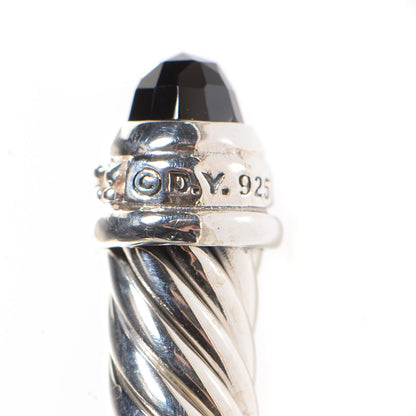 David Yurman Sterling Silver Diamond Pave Black Onyx 5mm Cable Classics Bracelet 3 of 4