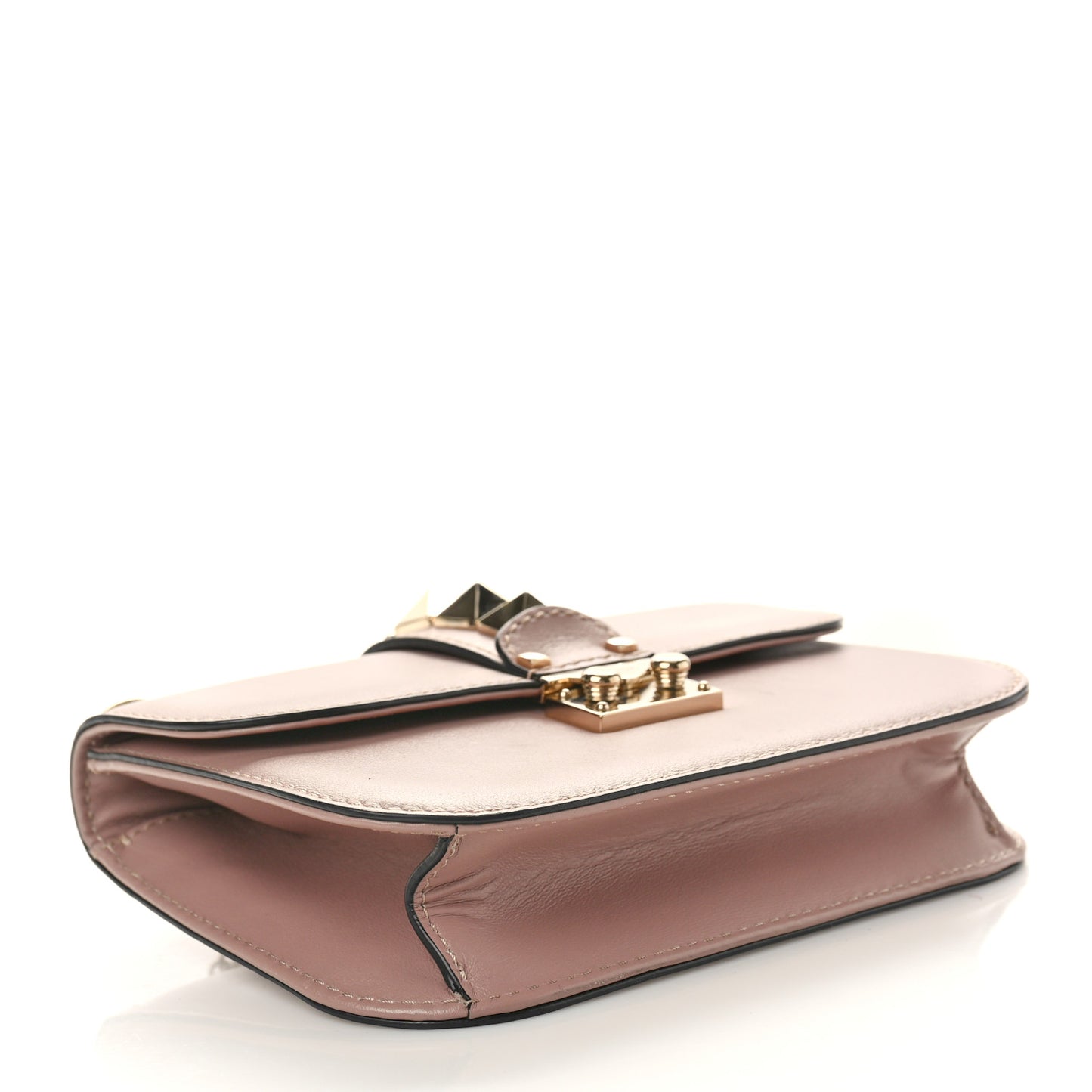 VALENTINO GARAVANI Vitello Small Glam Lock Rockstud Flap Poudre