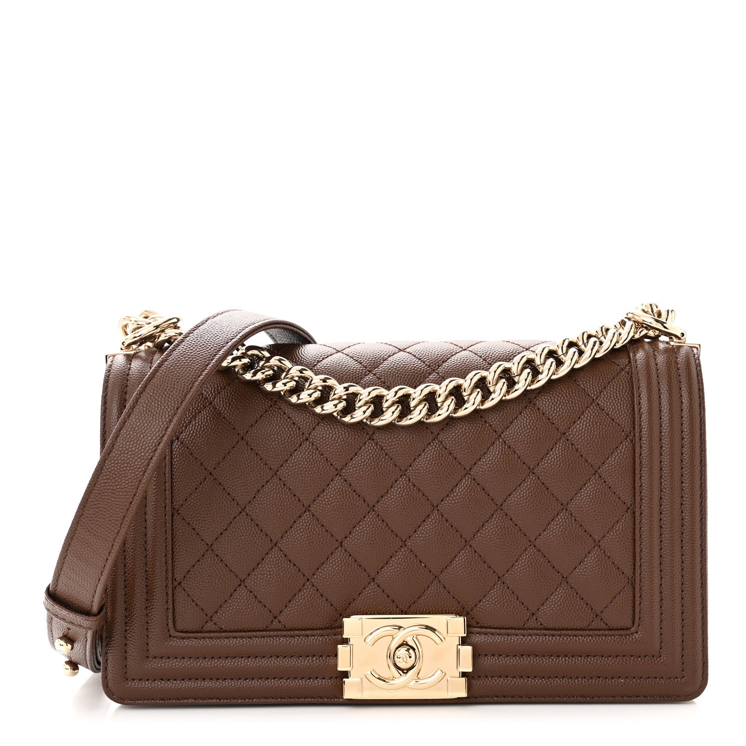 Chanel Caviar Quilted Medium Boy Flap Dark Brown 1 of 11