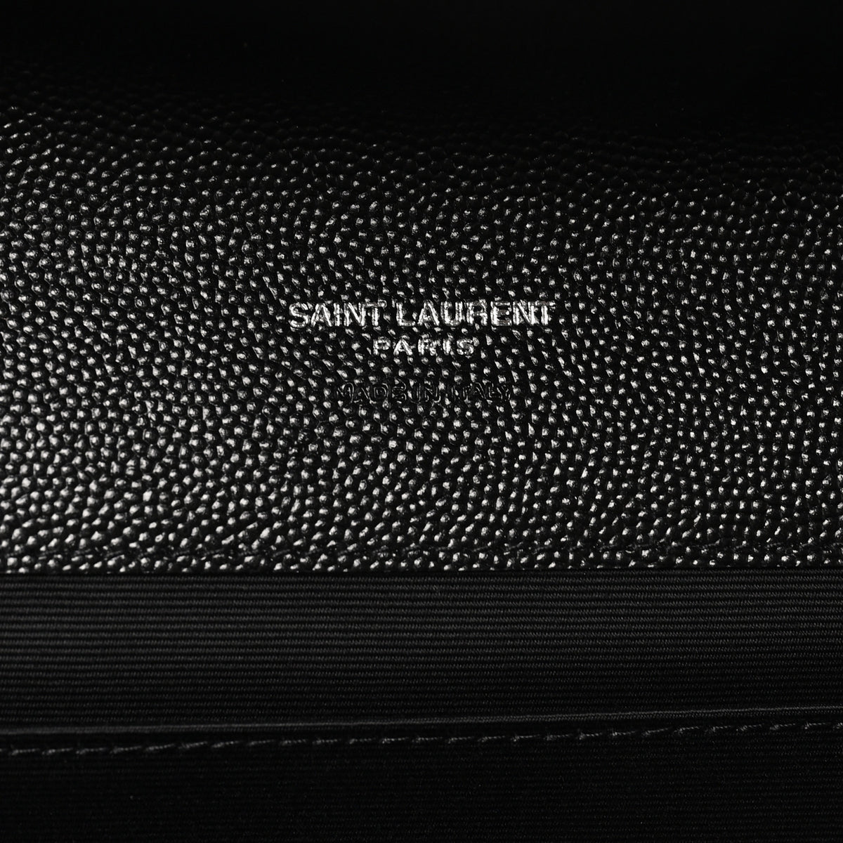 Grain De Poudre Matelasse Chevron Monogram Envelope Clutch Black