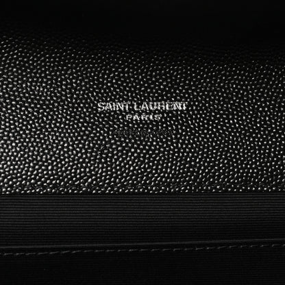 Saint Laurent Grain De Poudre Matelasse Chevron Monogram Envelope Clutch Black 6 of 9