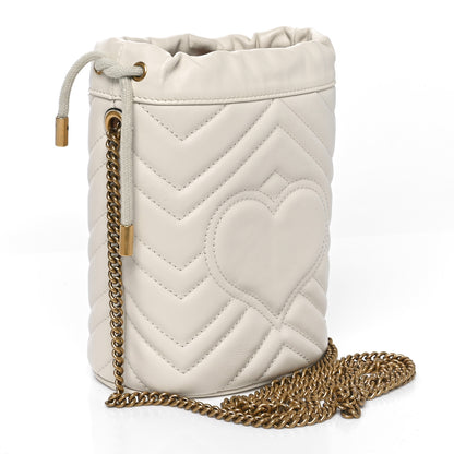 Gucci Calfskin Matelasse Mini GG Marmont 2.0 Bucket Bag White 3 of 10