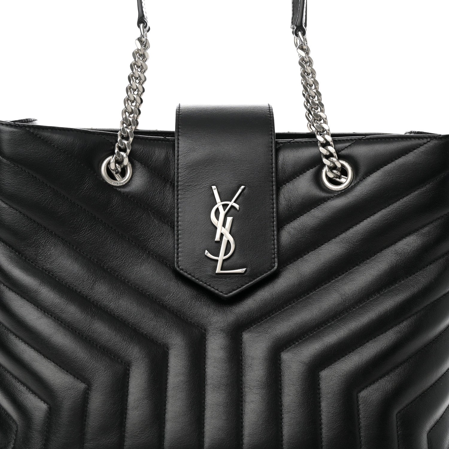 Saint Laurent Calfskin Y Quilted Monogram Large Loulou Shopper Black 7 of 9
