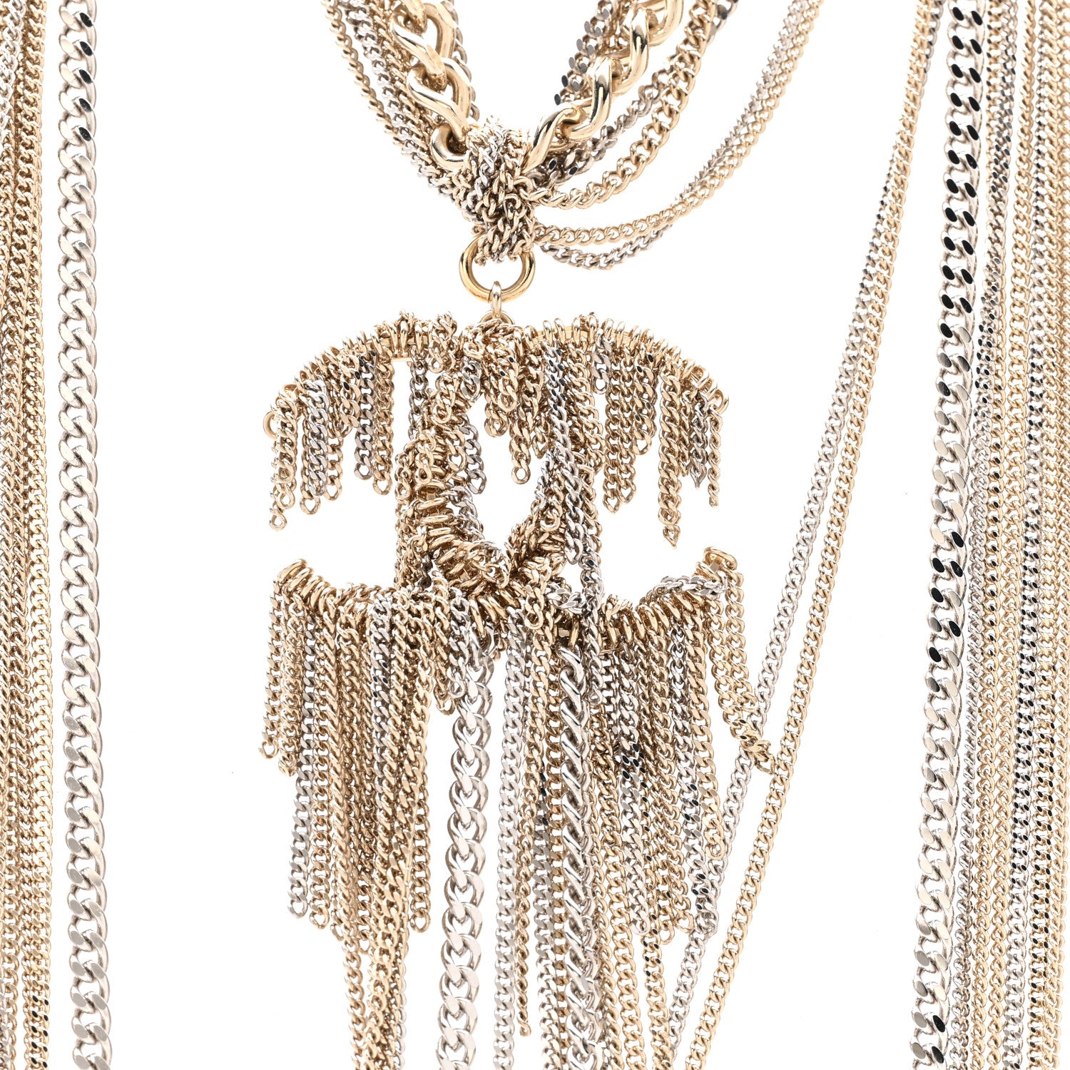 Chanel Chain Fringe Multi Strand CC Necklace Gold 4 of 6