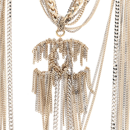 Chanel Chain Fringe Multi Strand CC Necklace Gold 4 of 6